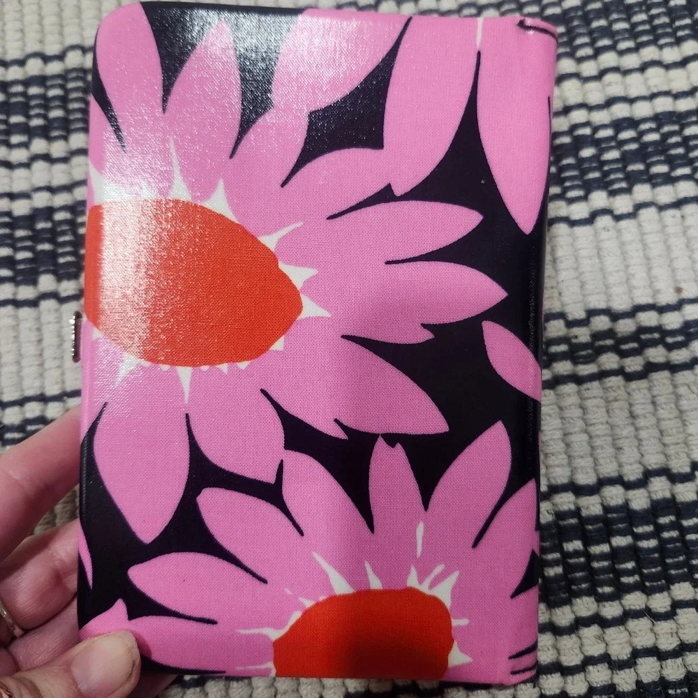Vera Bradley Pink Orange Floral Photo Album Card Holder Hard Shell Case Wallet